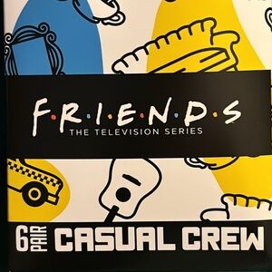 Pack of 6 Friends Crew Socks, Size 8-12, NWT